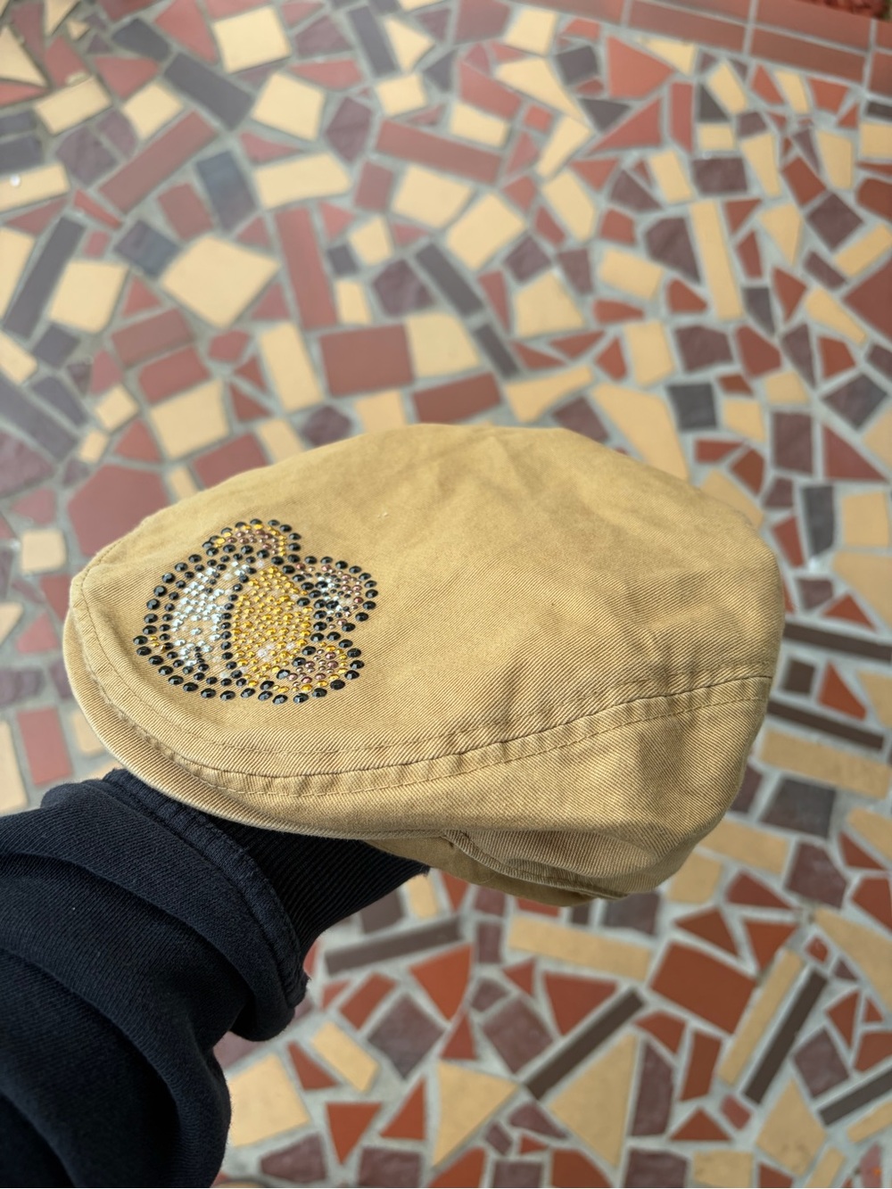 Embellished Nostalgia Bobby Jack Yellow Cotton Newsboy Cap